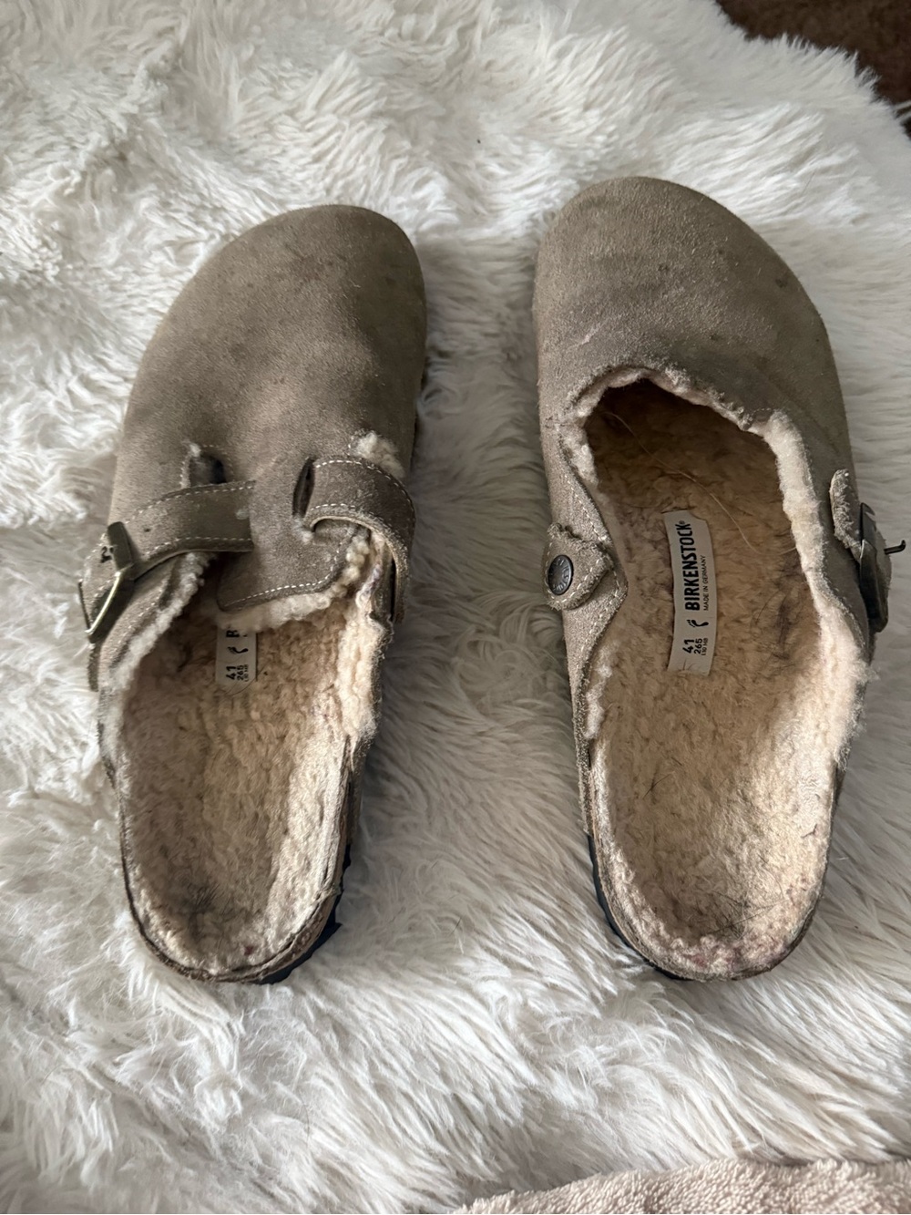 Birkenstock Women's Shearling-Lined Suede Clog - Taupe Brown